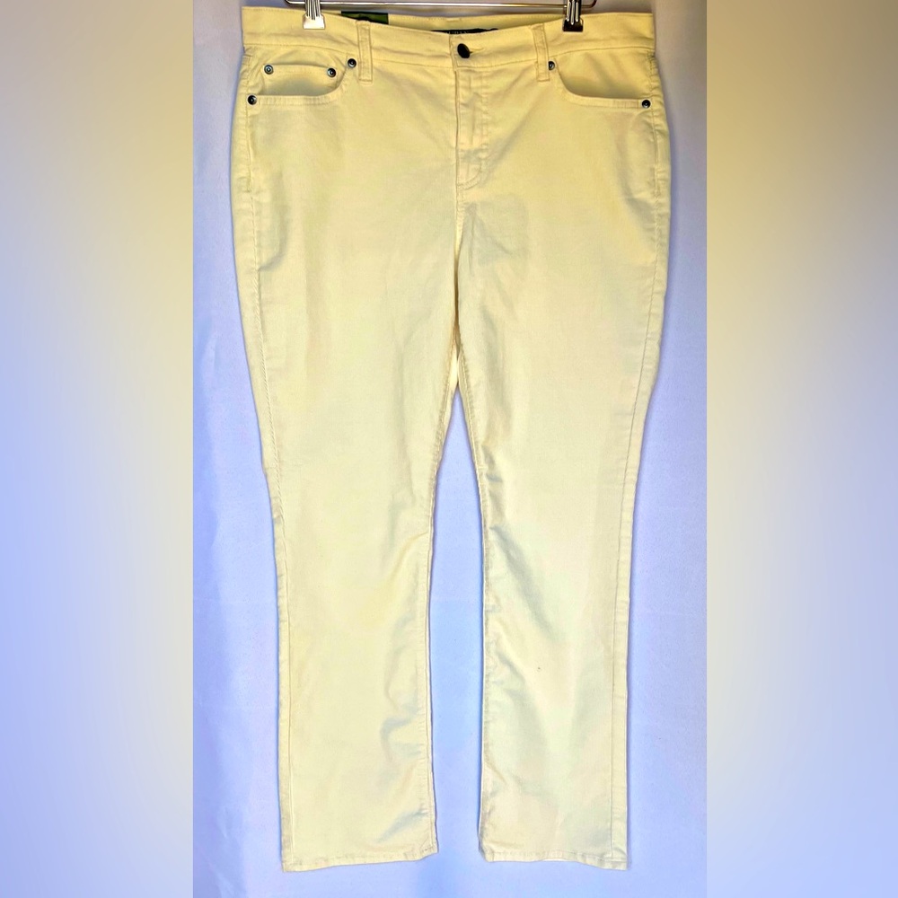 NEW Lauren Ralph Lauren Modern Straight Cord Jeans Winter Cream Women’s Size 14